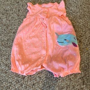 Baby Girl Carters Romper Pink with Whale 9M